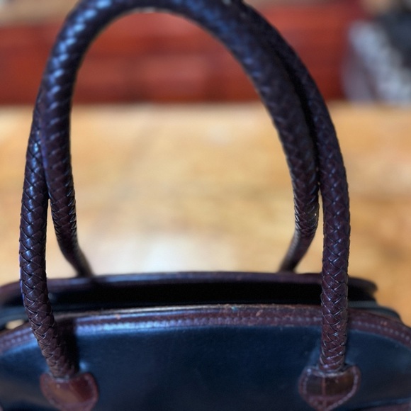 Brighton Croc Vtg Leather Satchel Embossed Classic Silver Trim Bag Purse - Picture 6 of 11